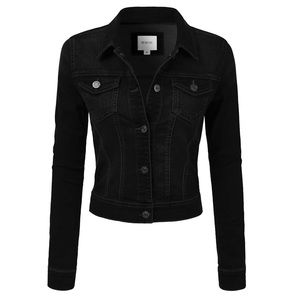 Womens Slim Fit Cropped Jean Denim Jacket